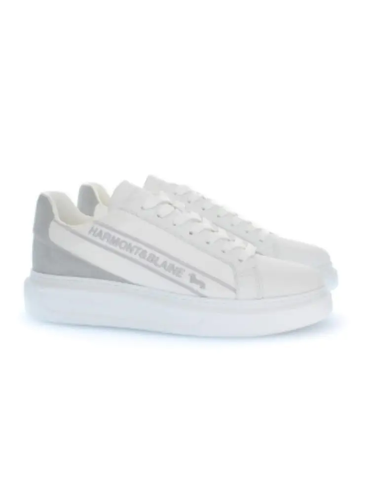 sneaker in pelle e tessuto con logo
