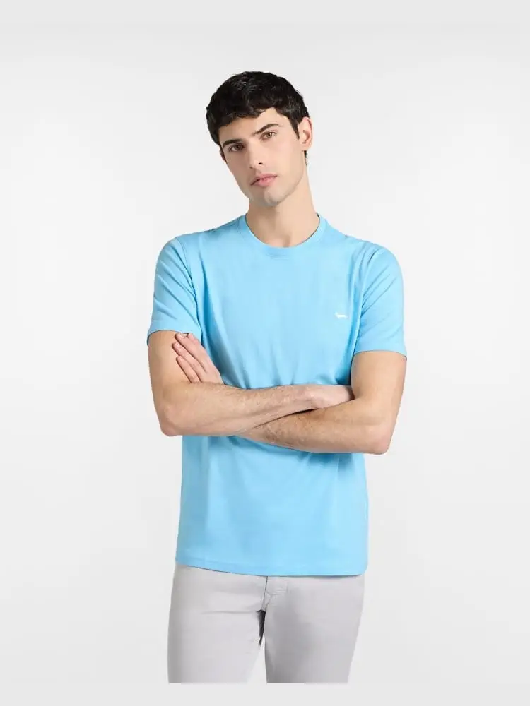 t-shirt in cotone narrow fit azzurra