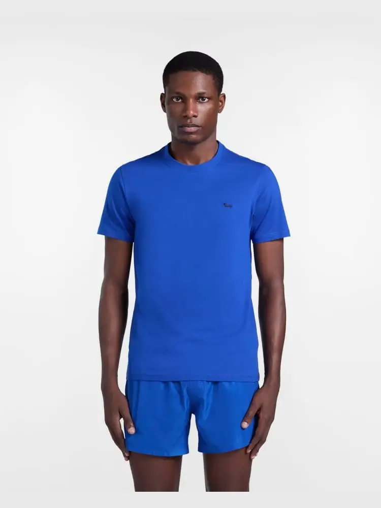t-shirt in cotone narrow fit blu elettrico