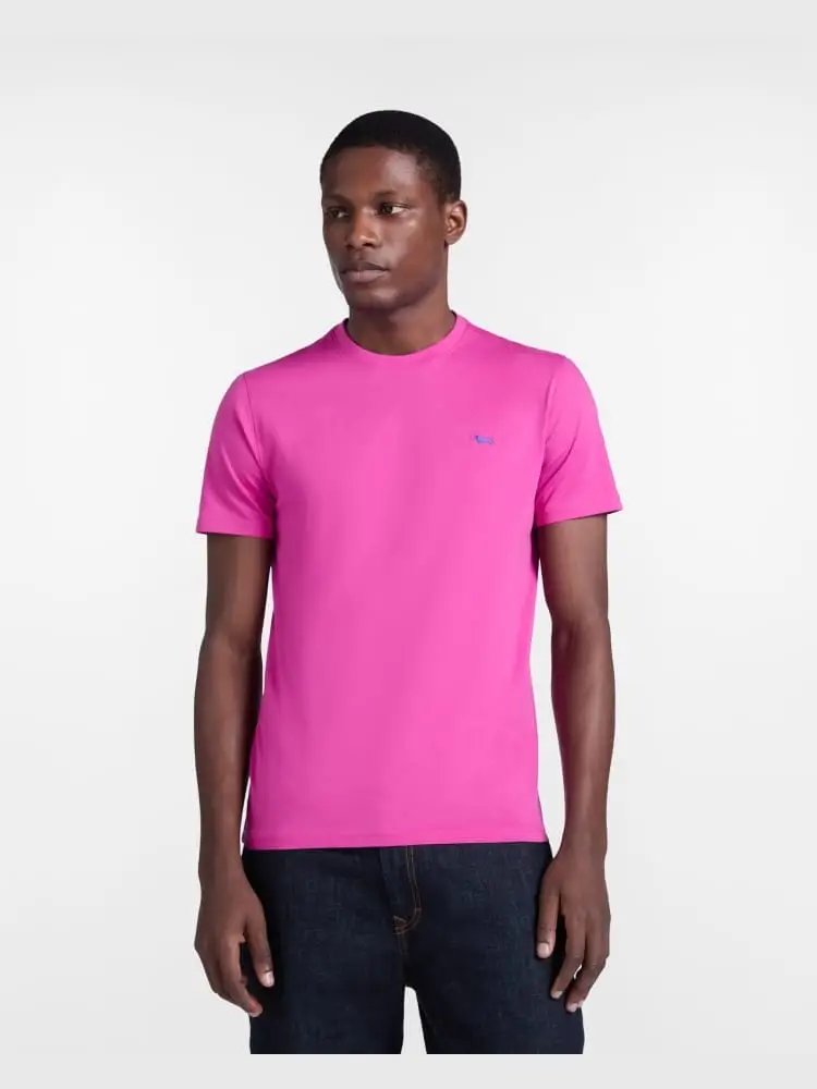t-shirt in cotone narrow fit fucsia