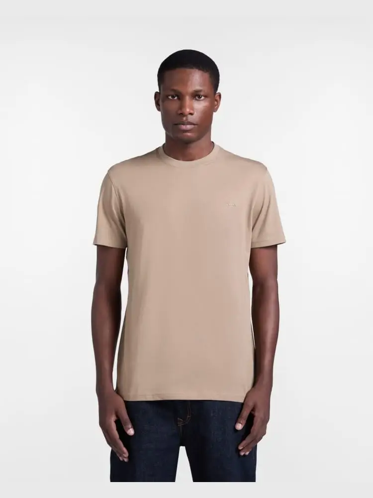 t-shirt uomo in cotone beige con bassotto 3d