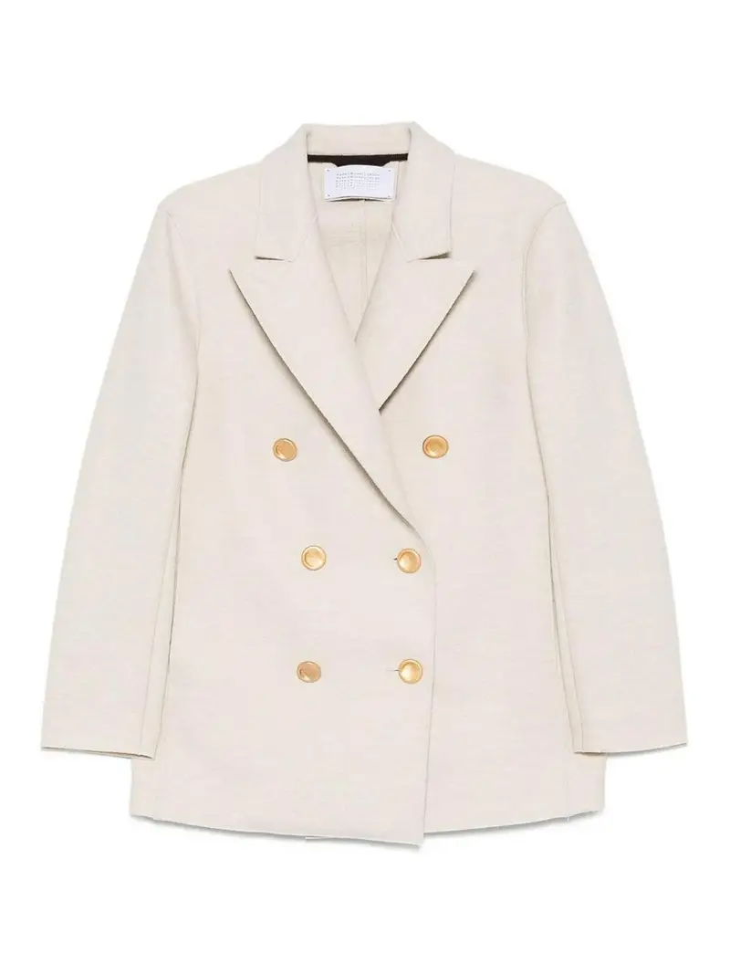 Cappotto Doppiopetto In Lana Beige