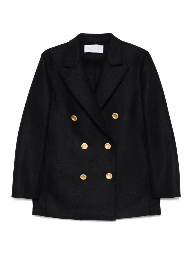 Cappotto Doppiopetto In Lana Blu