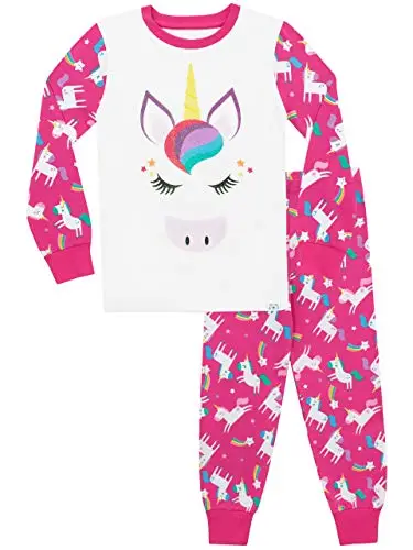 Harry Bear Pigiama per Ragazze Glitter Arcobaleno Unicorno Vestibilitta Stretta Multicolore 11