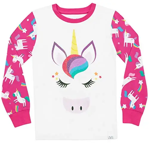 Harry Bear Pigiama per Ragazze Glitter Arcobaleno Unicorno Vestibilitta Stretta Multicolore 11 miniatura 2