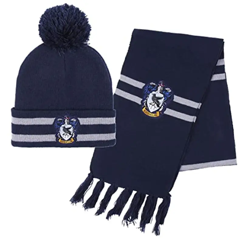 HARRY POTTER Cappello e Sciarpa di Hogwarts, Set Invernale per Bambini e Ragazzi, Corvonero, Accessori Invernali