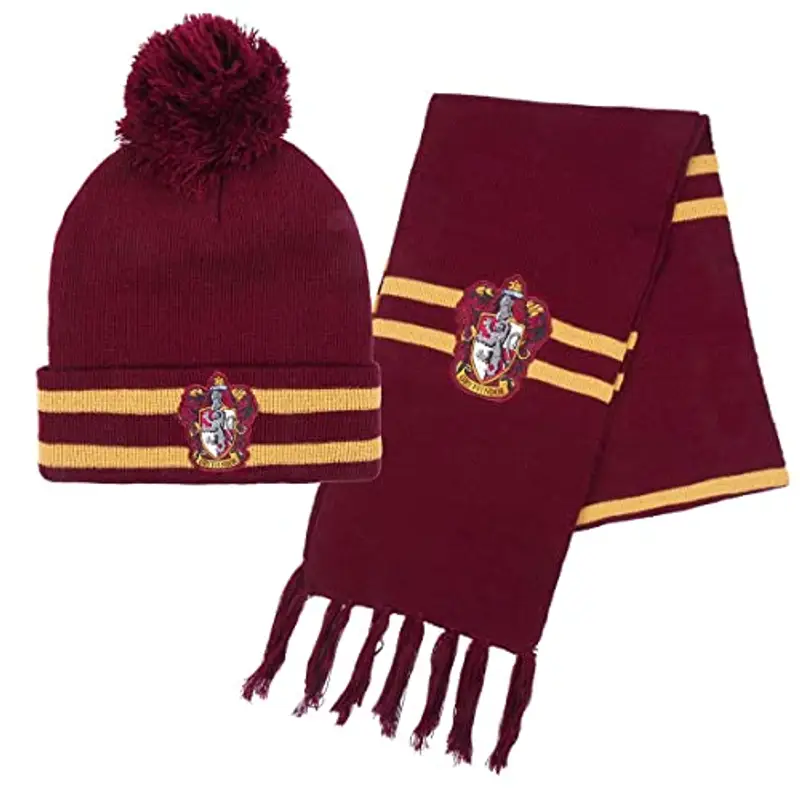 Harry Potter Cappello e Sciarpa, Set Invernale per Bambini e Ragazzi, Cappello e Sciarpa di Hogwarts, Grifondoro Set