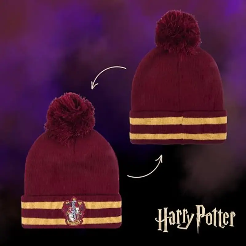 Harry Potter Cappello e Sciarpa, Set Invernale per Bambini e Ragazzi, Cappello e Sciarpa di Hogwarts, Grifondoro Set miniatura 3
