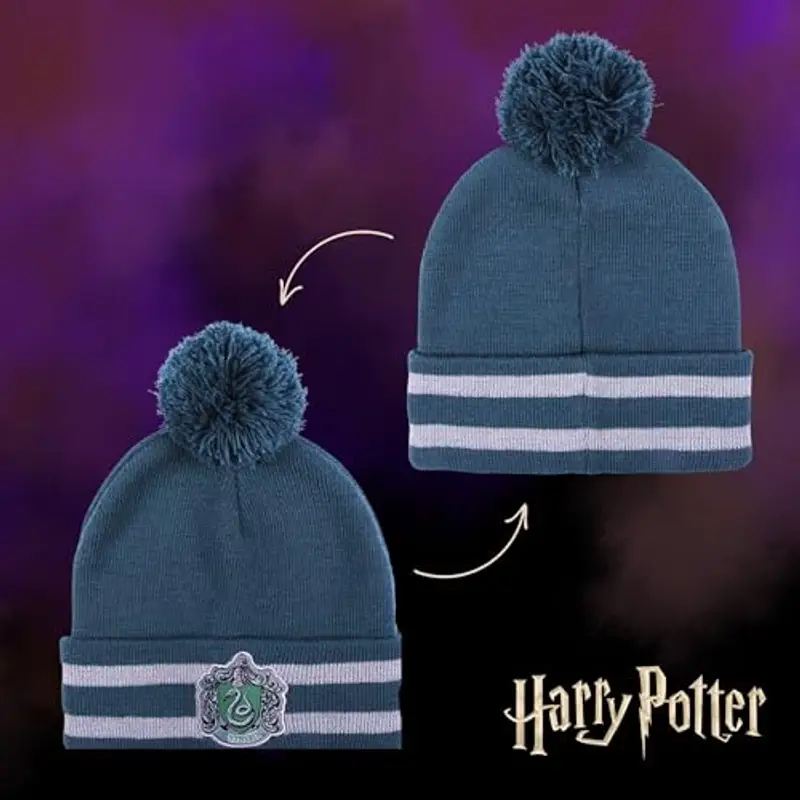 Harry Potter Cappello e Sciarpa, Set Invernale per Bambini e Ragazzi, Cappello e Sciarpa di Hogwarts, Serpeverde Set miniatura 3