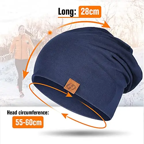 HASAGEI Berretto da donna leggero morbido unisex Slouch Beanie elastico berretto da uomo per tutte le stagioni, Blu miniatura 3