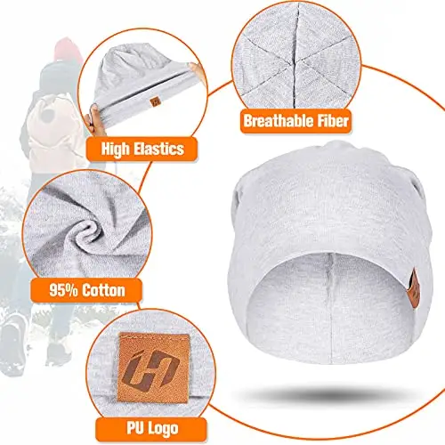 HASAGEI Berretto da donna leggero morbido unisex Slouch Beanie elastico berretto da uomo per tutte le stagioni, grigio miniatura 2
