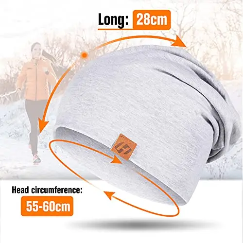 HASAGEI Berretto da donna leggero morbido unisex Slouch Beanie elastico berretto da uomo per tutte le stagioni, grigio miniatura 3