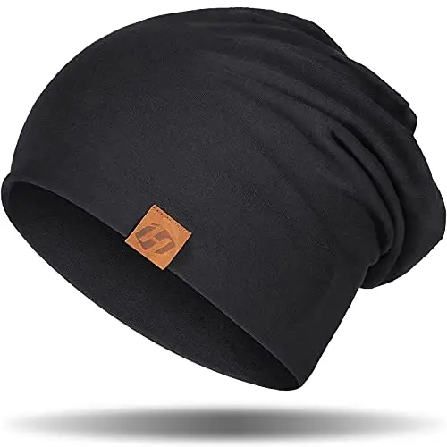 HASAGEI Berretto da donna leggero morbido unisex Slouch Beanie elastico berretto da uomo per tutte le stagioni, Nero ,