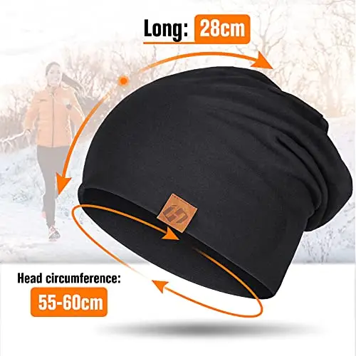 HASAGEI Berretto da donna leggero morbido unisex Slouch Beanie elastico berretto da uomo per tutte le stagioni, Nero miniatura 3