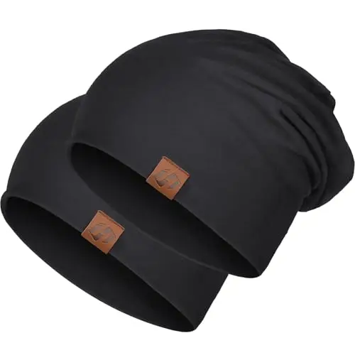 HASAGEI Berretto da donna leggero morbido unisex Slouch Beanie elastico berretto da uomo per tutte le stagioni, nero e