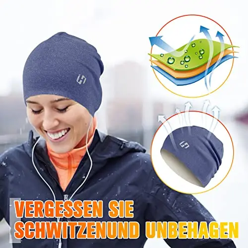 HASAGEI Cappello invernale da corsa con teschio berretto berretto termico, Blu, Etichettalia unica miniatura 3