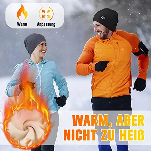 HASAGEI Cappello invernale da corsa con teschio berretto berretto termico, Nero, Etichettalia unica miniatura 2