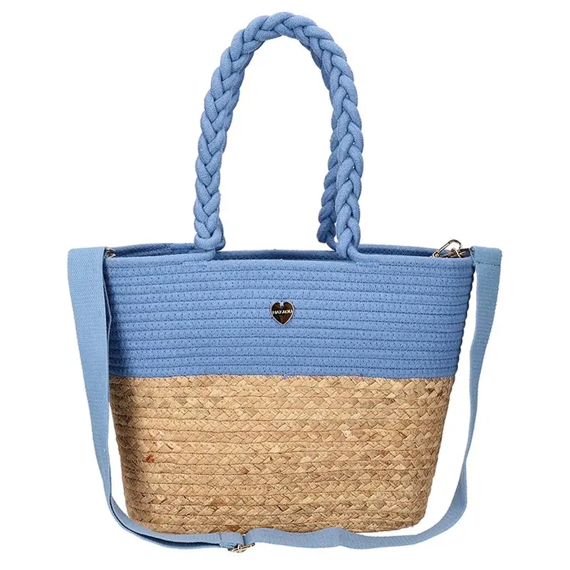 Borsa Pochette Rafia Denim Donna TU