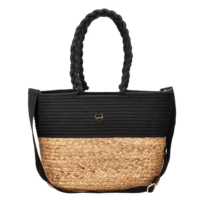 Borsa Pochette Rafia Nero Donna TU