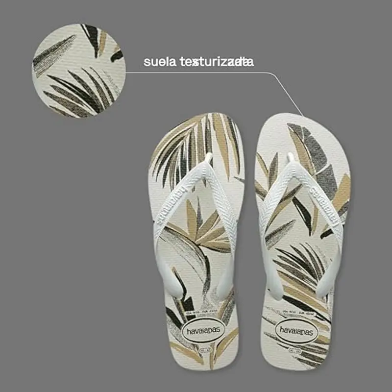 Havaianas - Aloha, Infradito Da Uomo Comode, Resistenti Ed Estive, Suola Stampata A Foglie, Suola Antiscivolo, White White Green Olive, 43/44 EU miniatura 3