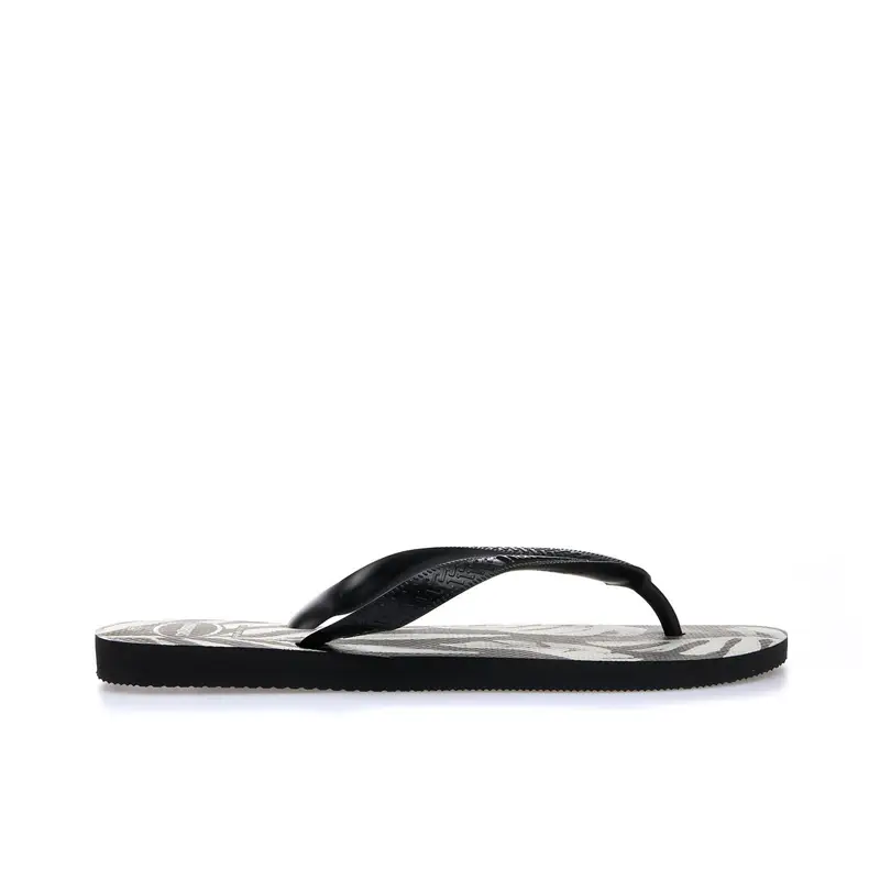 Ciabatte infradito nere da mare in gomma stampa foglie