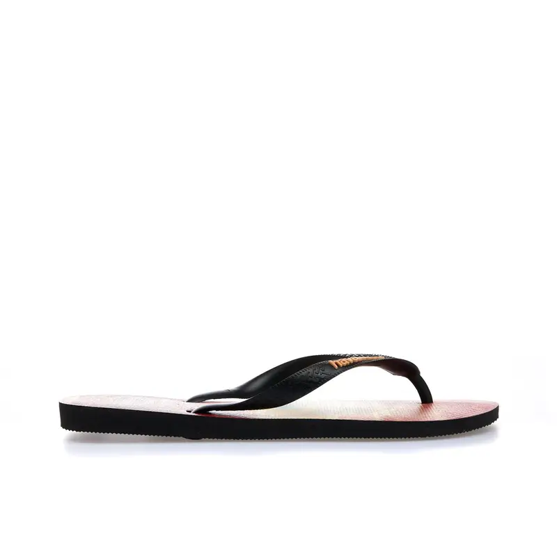 Ciabatte infradito nere e rosse da mare in gomma con stampa