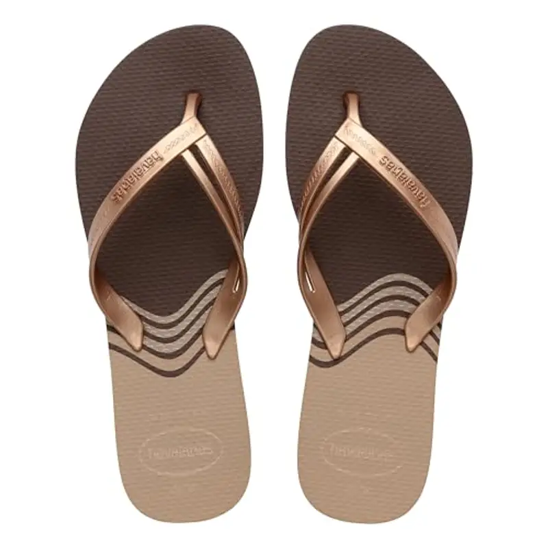 Havaianas - Elegance Print, Infradito Eleganti, Resistenti E Confortevoli Con Cinturini Alla Moda E Suola Antiscivolo, Donna, Dark Brown, 33/34 EU