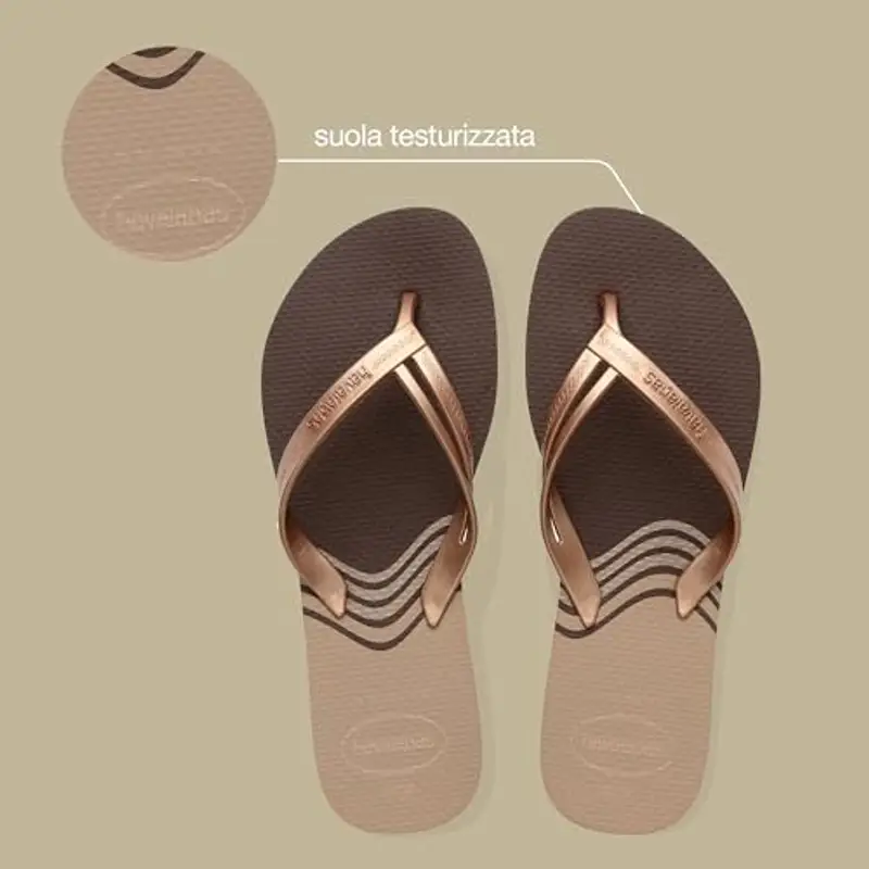 Havaianas - Elegance Print, Infradito Eleganti, Resistenti E Confortevoli Con Cinturini Alla Moda E Suola Antiscivolo, Donna, Marrone (Dark Brown), 39/40 EU miniatura 3