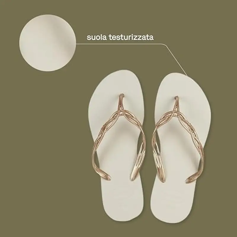 Havaianas - Flash Sweet, Infradito Da Donna Comode, Resistenti Ed Eleganti, Cinghie Dettagliate E Intrecciate, Suola Sottile Antiscivolo, Beige Straw Sand Beige Straw, 35/36 EU miniatura 3