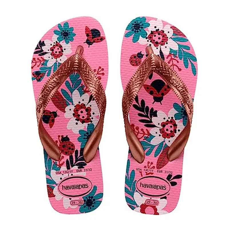 HAVAIANAS Infradito Flop Flores Rosa Limonata Bambine Ragazze UK 10/11