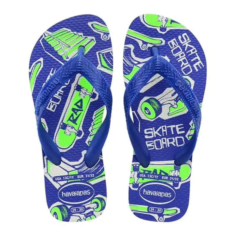 Havaianas - Infradito Athletic, Comodi, Leggere E Pratiche, Con Motivi Divertenti, Cinturini Larghi E Suola Antiscivolo, Per Bambini, White Marine Blue, 33/34 EU