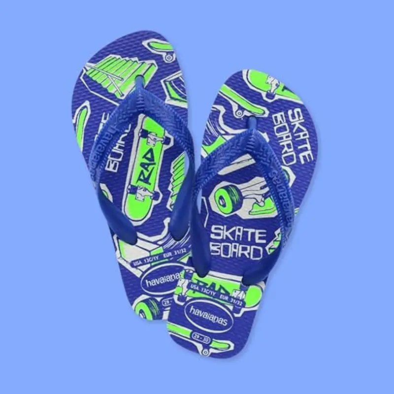 Havaianas - Infradito Athletic, Comodi, Leggere E Pratiche, Con Motivi Divertenti, Cinturini Larghi E Suola Antiscivolo, Per Bambini, White Marine Blue, 33/34 EU miniatura 2