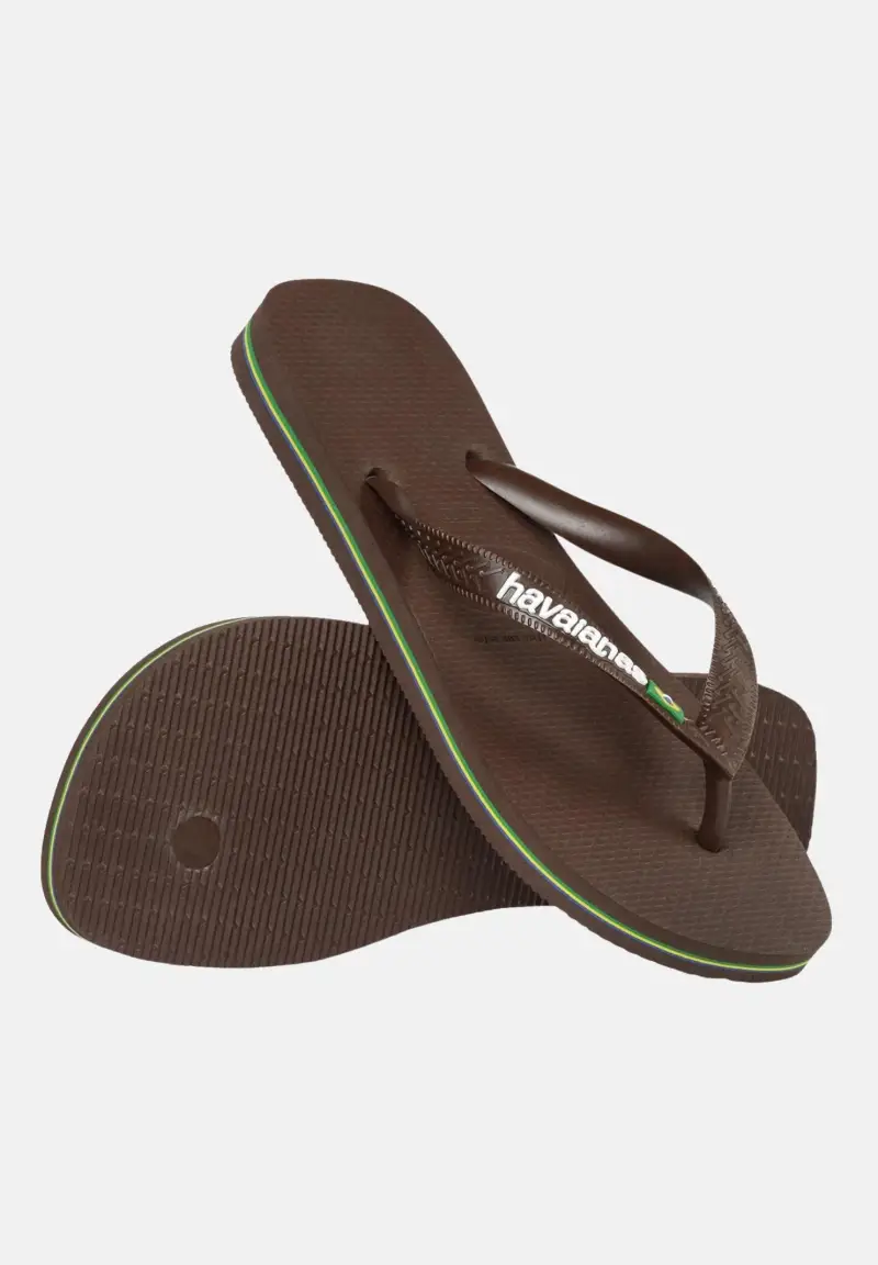 Infradito Havaianas Brasil Logo marrone per uomo e donna miniatura 3