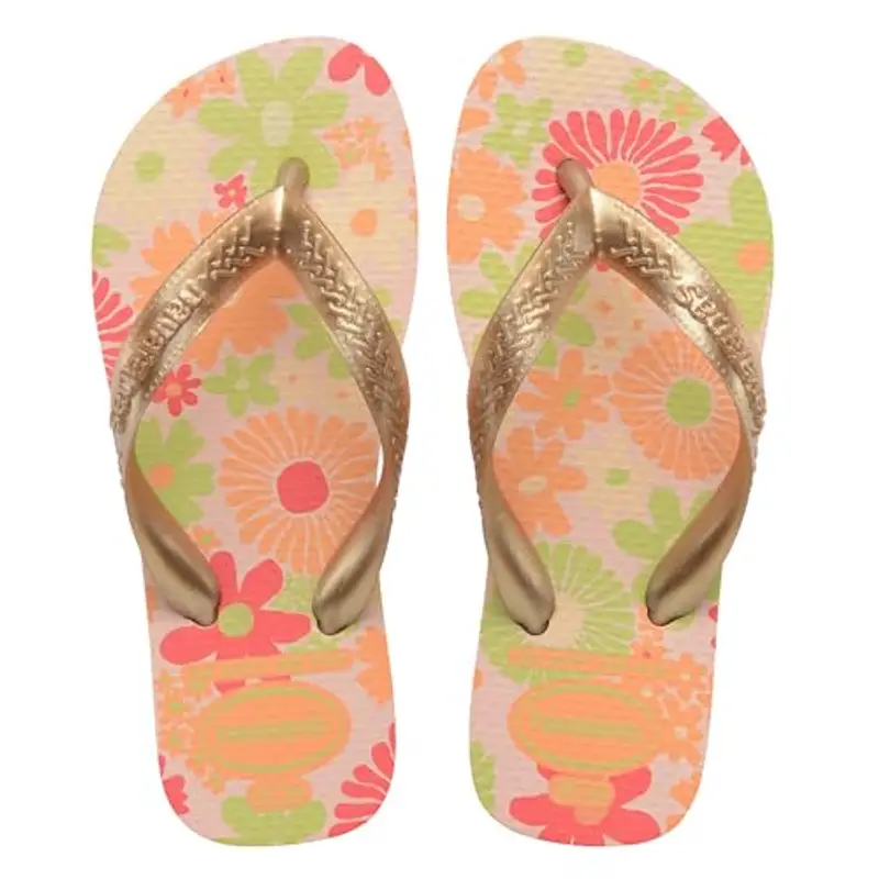 Havaianas - Kids Flores, Infradito, Comode, Resistenti E Divertenti, Suola Con Stampa Floreale, Cinghie Metalliche E Suola Antiscivolo, Ragazze