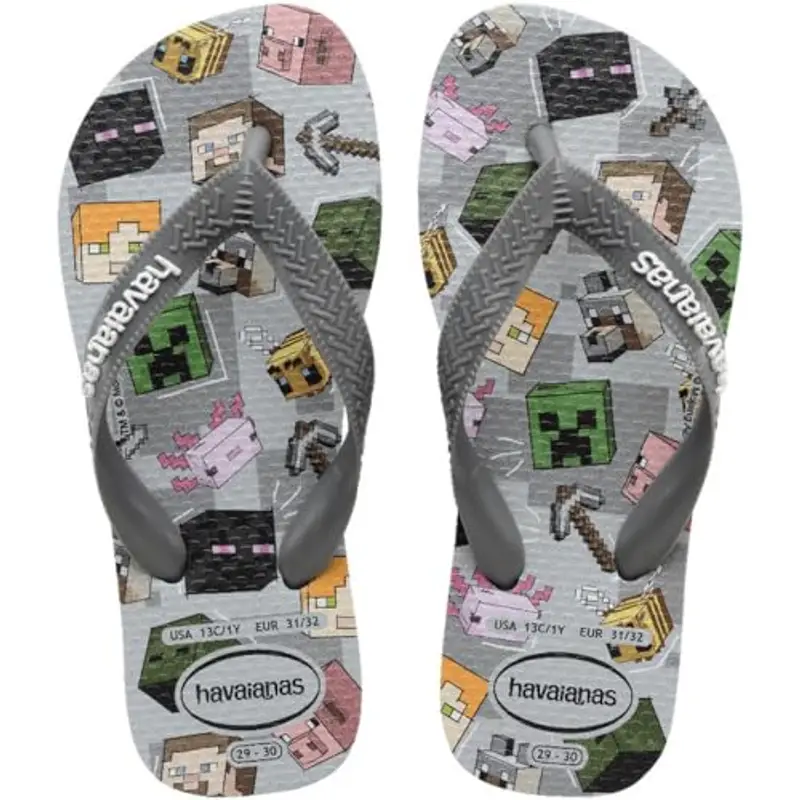 Havaianas Kids Minecraft, Infradito Ragazzi, Steel Gray, 25/26