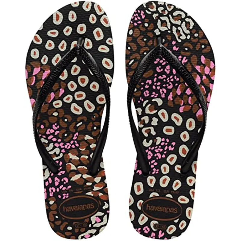 Havaianas Slim Animals, Infradito Donna, Limonata Rosa Nera, 33/34 EU