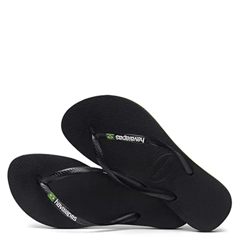 Havaianas - Slim Brasil Logo, Infradito Comode, Resistenti e Leggere, Omaggio al Brasile, Bandiera su Cinghie e Suola, Donna, Nero, 37/38 EU miniatura 3
