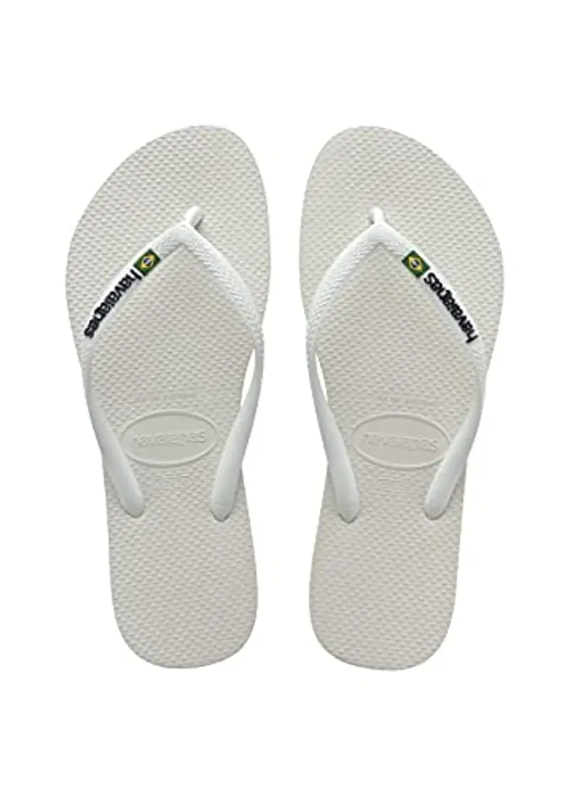 Havaianas Slim Brasil Logo, Infradito Donna, Bianco, 33/34 EU
