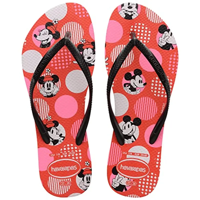 Havaianas Slim Disney, Infradito Donna, Rosso/Nero (Cotta Rossa/Nero), 35/36 EU