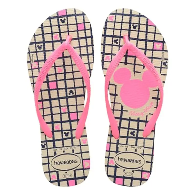 Havaianas - Slim Disney Stylish, Infradito Comode, Leggere E Alla Moda, Con Disegni Disney, Cinghie Sottili E Suola Antiscivolo, Donna, Beige, 35/36 EU