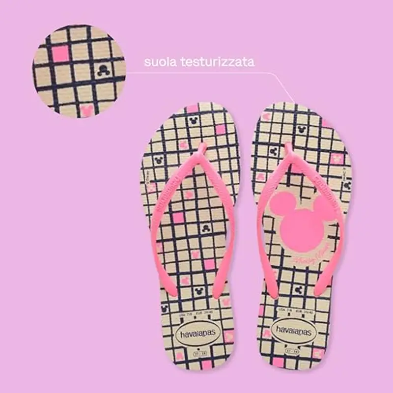 Havaianas - Slim Disney Stylish, Infradito Comode, Leggere E Alla Moda, Con Disegni Disney, Cinghie Sottili E Suola Antiscivolo, Donna, Beige, 41/42 EU miniatura 3