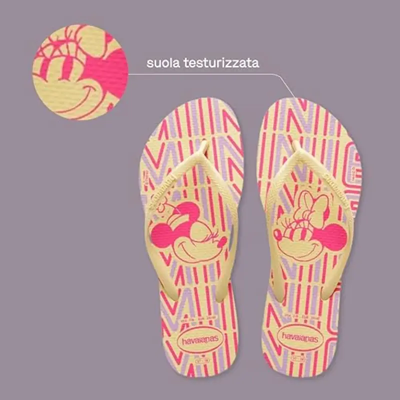 Havaianas - Slim Disney Stylish, Infradito Comode, Leggere E Alla Moda, Con Disegni Disney, Cinghie Sottili E Suola Antiscivolo, Donna, Buttercream, 37/38 EU miniatura 3