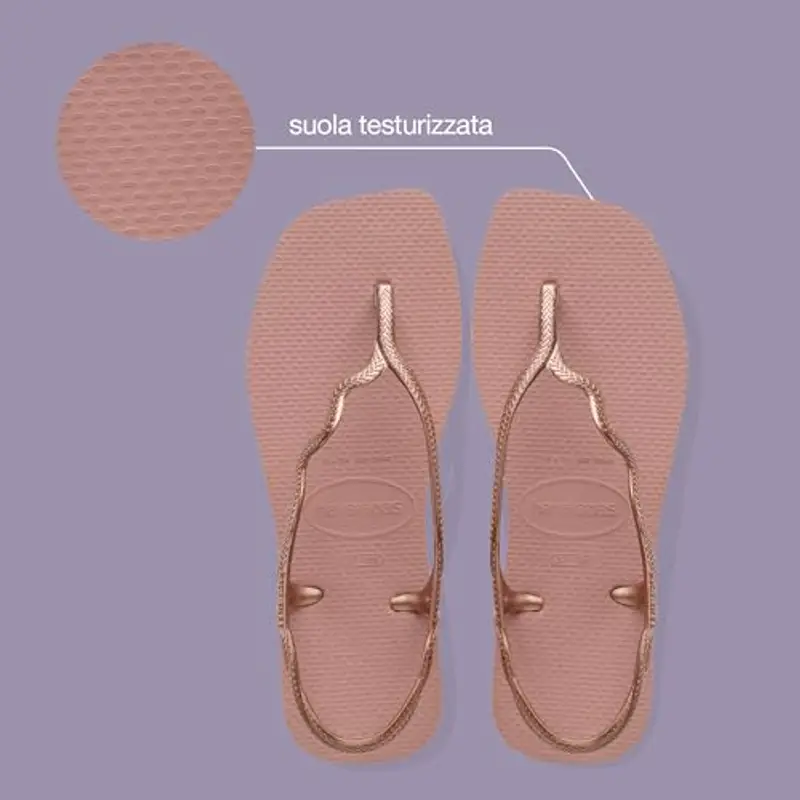 Havaianas - Soleil, Sandali A T Da Donna Eleganti, Resistenti E Confortevoli, Chiusura Posteriore, Cinghie Ondulate E Suola Con Bordi Squadrati miniatura 3