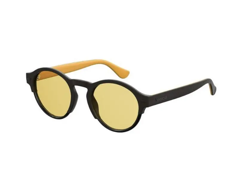 Havaianas Unisex CARAIVA 807/HO Occhiali da sole Plastica Nero Giallo Rotonda Normale