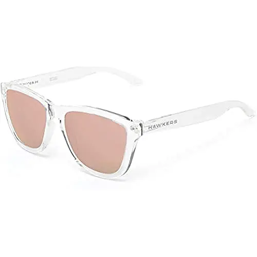 Hawkers ONE POLARIZED, Occhiali da sole Unisex - Adulto, Trasparente/Oro Rosa Polarizzato, Taglia unica