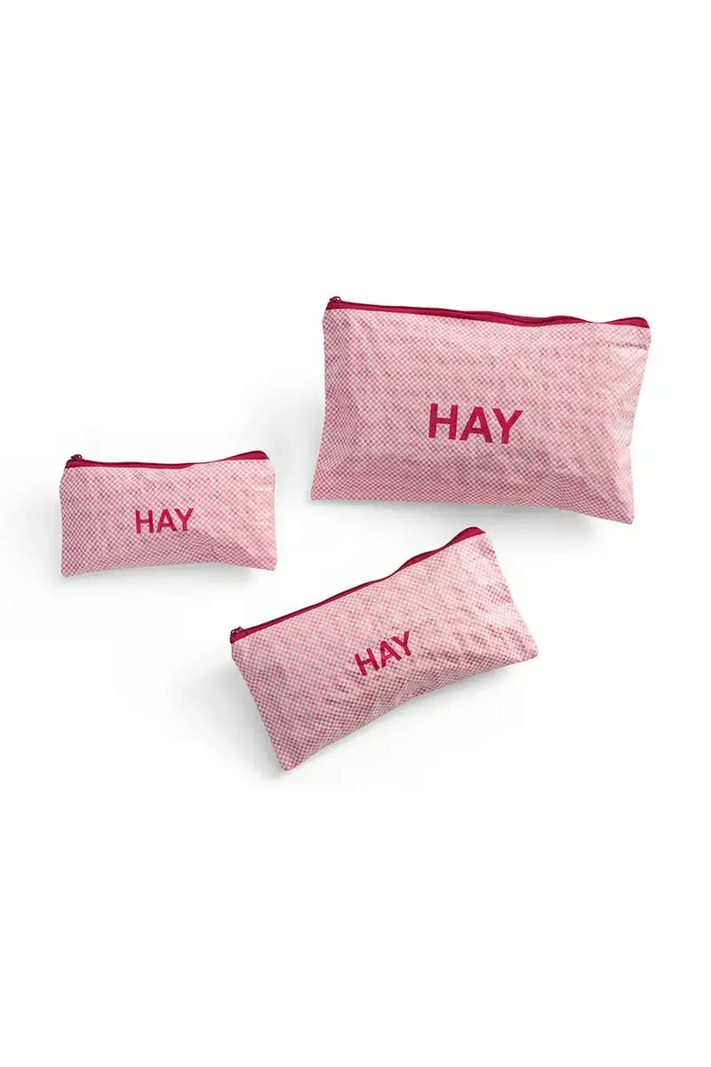 Hay Set di Bustine Candy Mono Wash Bag Rosa - Pacco da 3