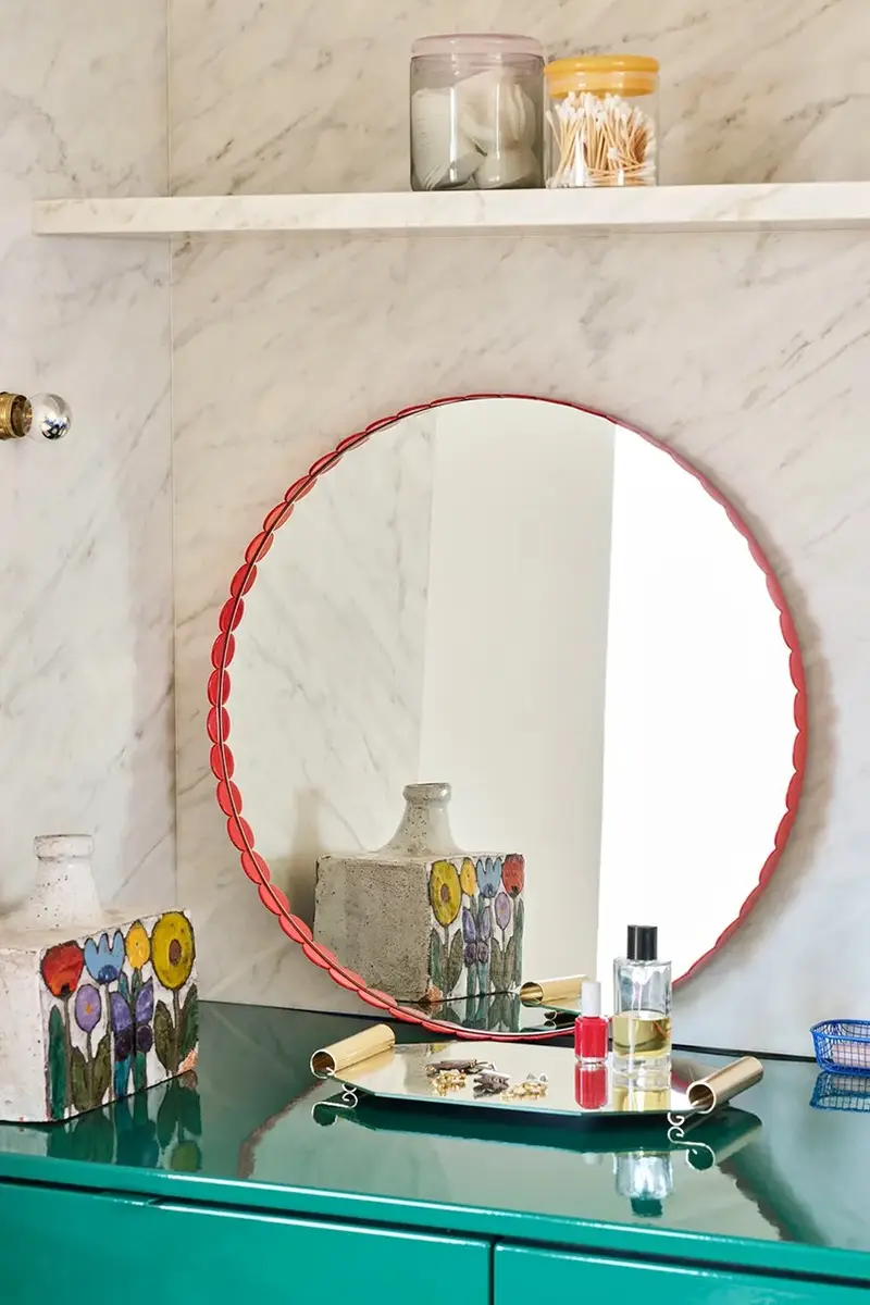 specchio da parete Arcs 3, 5 x 60 x 60 cm Rosso miniatura 3