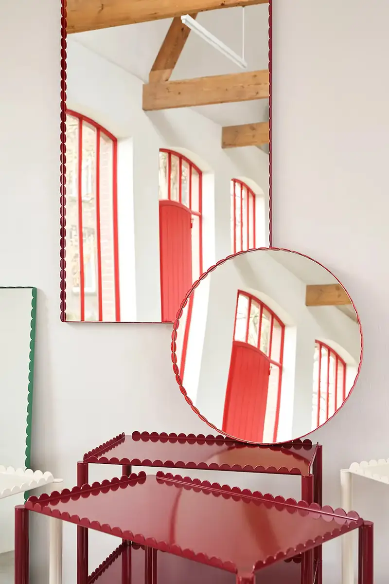 specchio da parete Arcs 3, 5 x 60 x 60 cm Rosso miniatura 5