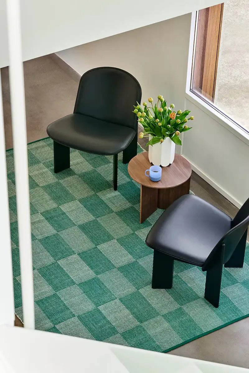 tappeto di lana Check 140 x 200 cm colore turchese miniatura 3