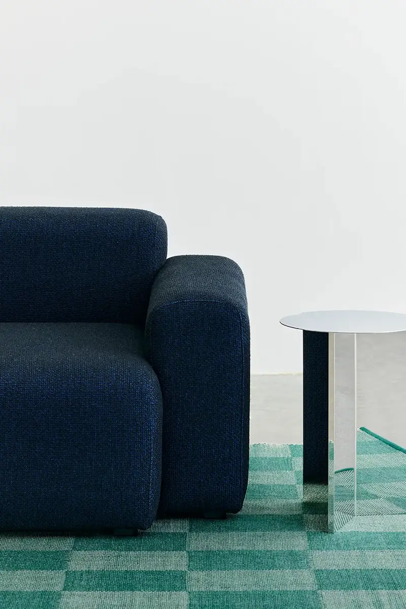 tappeto di lana Check 140 x 200 cm colore turchese miniatura 4